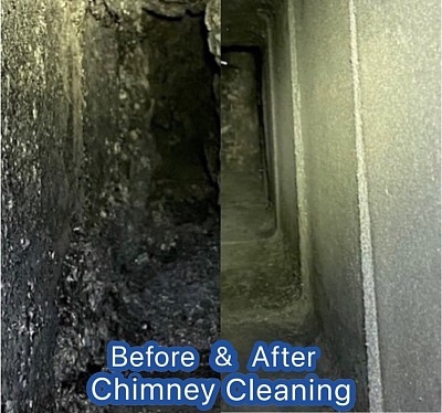 Before and after chimney cleaning